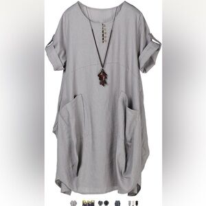 NWT Gray Linen/Cotton Asymmetrical Tunic Dress with Pockets
